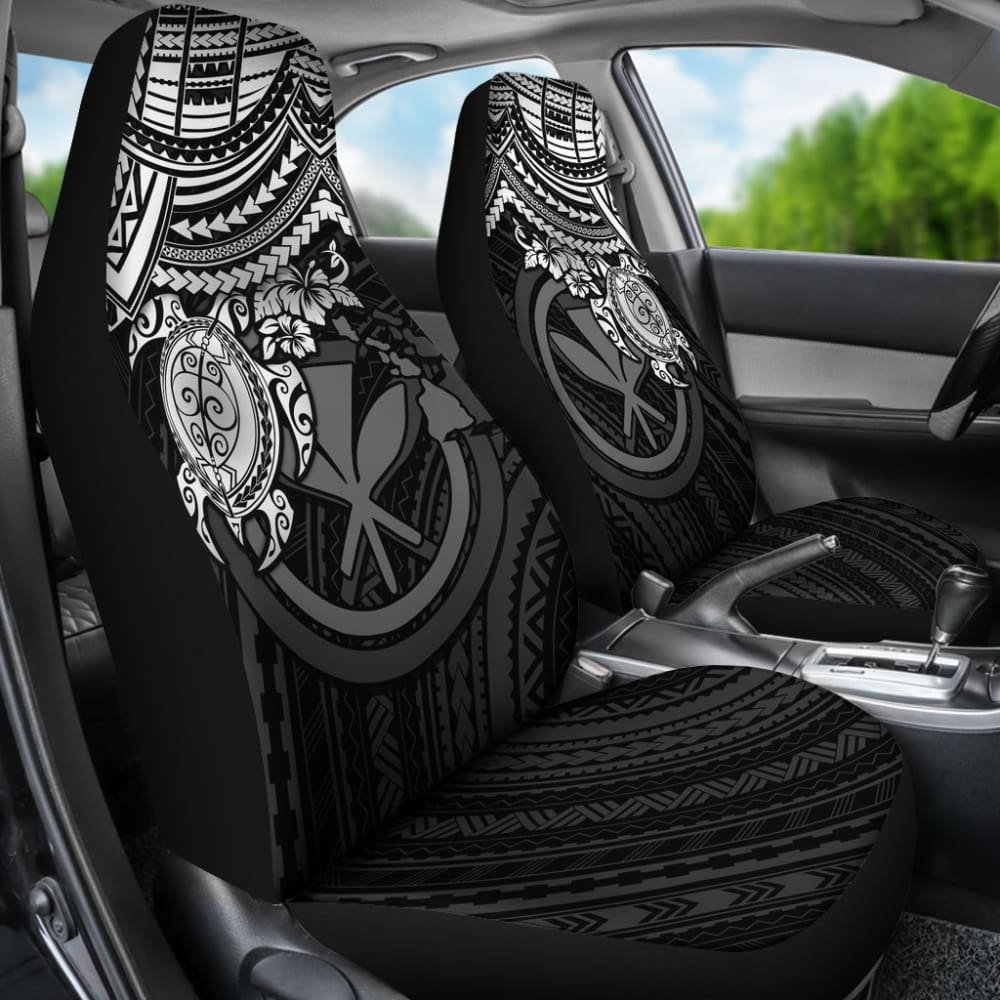 Hawaii Car Seat Covers Polynesian Kanaka Maoli White Turtle Hibiscus 103131 - YourCarButBetter