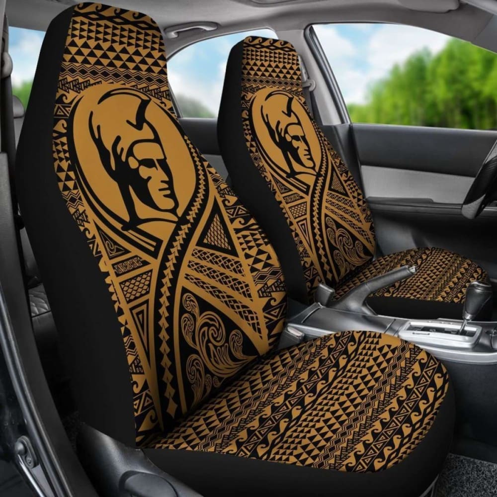 Hawaii Car Seat Covers - Polynesian King Tattoo Gold - 105905 - YourCarButBetter