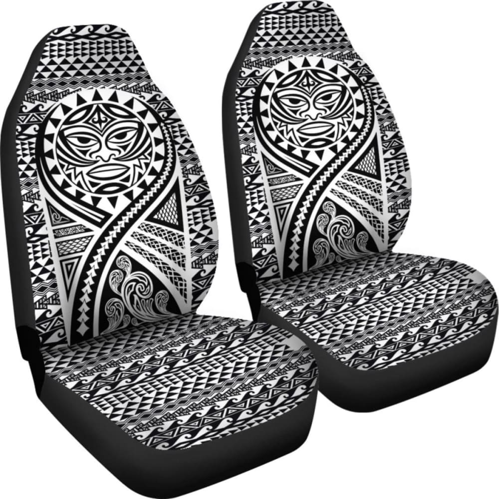 Hawaii Car Seat Covers - Polynesian Mask Tattoo Tattoo Black - 105905 - YourCarButBetter