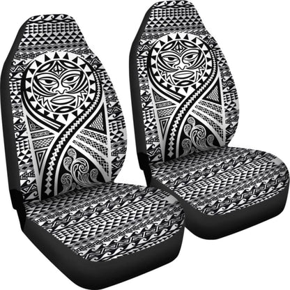 Hawaii Car Seat Covers - Polynesian Mask Tattoo Tattoo Black - 105905 - YourCarButBetter