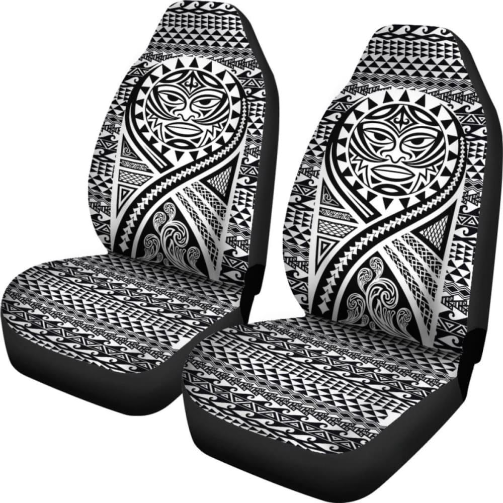 Hawaii Car Seat Covers - Polynesian Mask Tattoo Tattoo Black - 105905 - YourCarButBetter