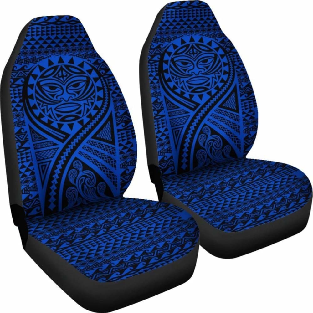 Hawaii Car Seat Covers - Polynesian Mask Tattoo Tattoo Blue - 105905 - YourCarButBetter