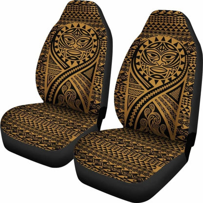 Hawaii Car Seat Covers - Polynesian Mask Tattoo Tattoo Gold - 105905 - YourCarButBetter