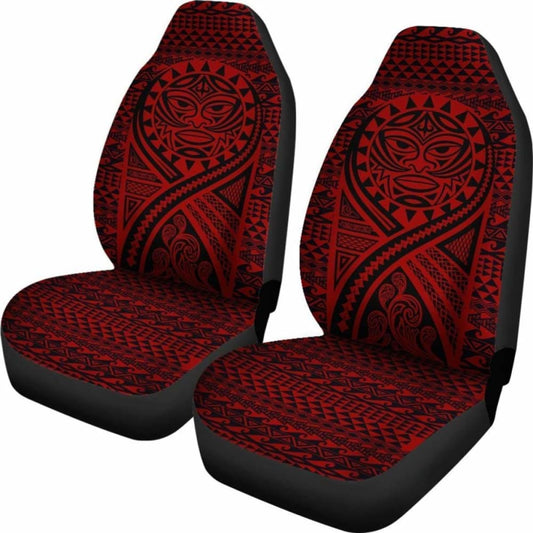 Hawaii Car Seat Covers - Polynesian Mask Tattoo Tattoo Red - 105905 - YourCarButBetter