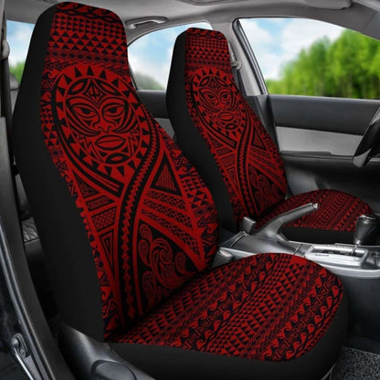 Hawaii Car Seat Covers - Polynesian Mask Tattoo Tattoo Red - 105905 - YourCarButBetter