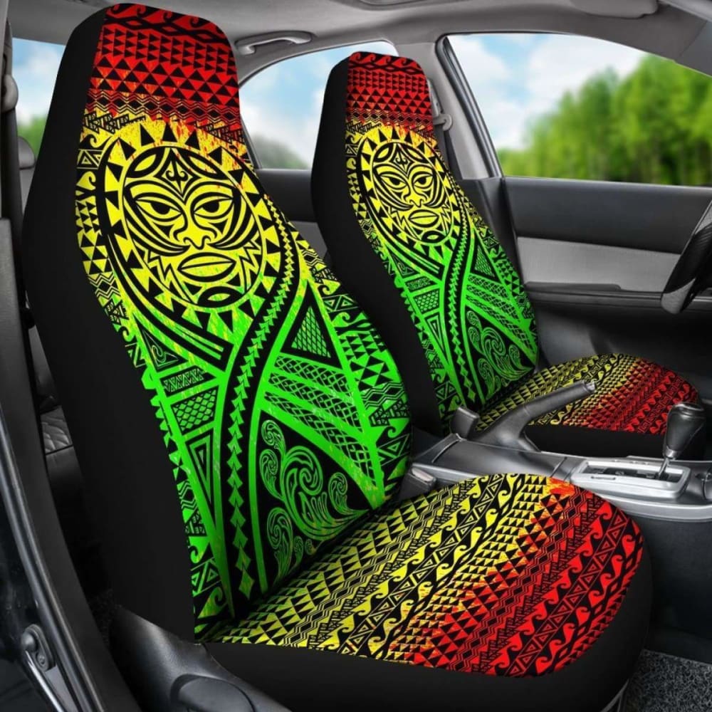 Hawaii Car Seat Covers - Polynesian Mask Tattoo Tattoo Reggae - 105905 - YourCarButBetter