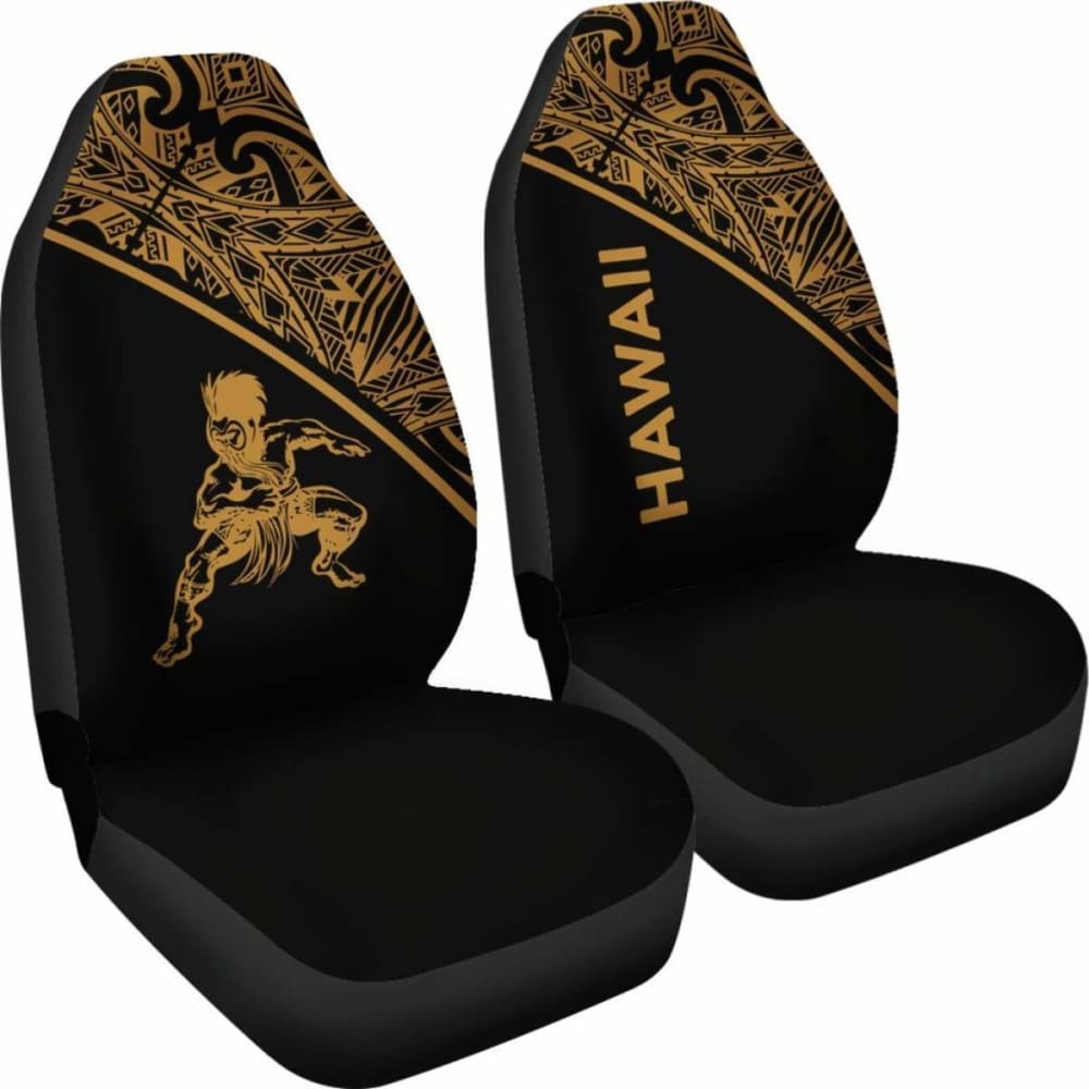Hawaii Car Seat Covers - Polynesian Warriors Tattoo Gold Curve - 39 174914 - YourCarButBetter