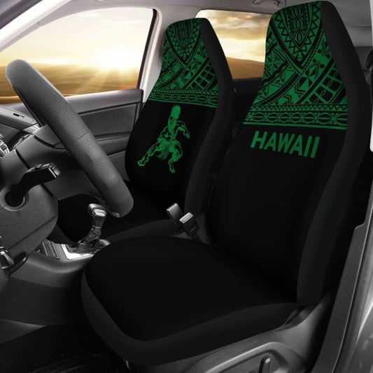 Hawaii Car Seat Covers - Polynesian Warriors Tattoo Horizontal Green - 39 174914 - YourCarButBetter
