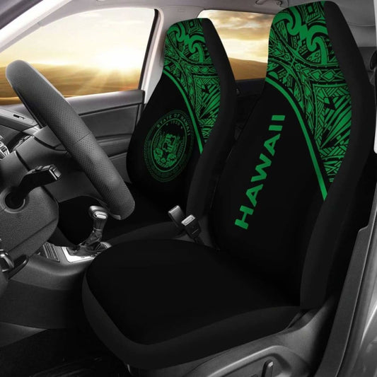 Hawaii Car Seat Covers - Hawaii Seal Polynesian Green Curve - 105905 - YourCarButBetter