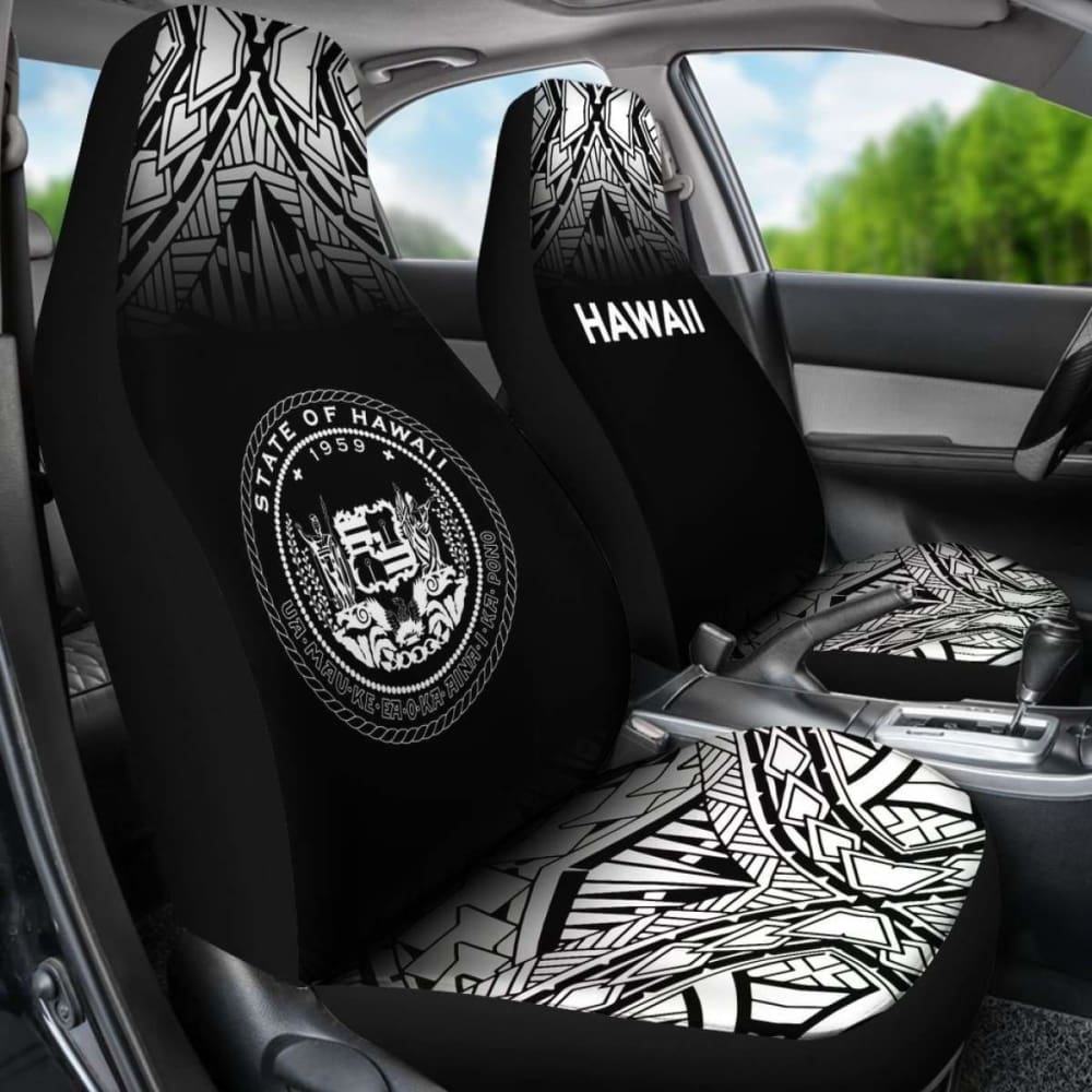 Hawaii Car Seat Covers - Hawaii Seal Polynesian Tattoo Fog Black - 39 174914 - YourCarButBetter