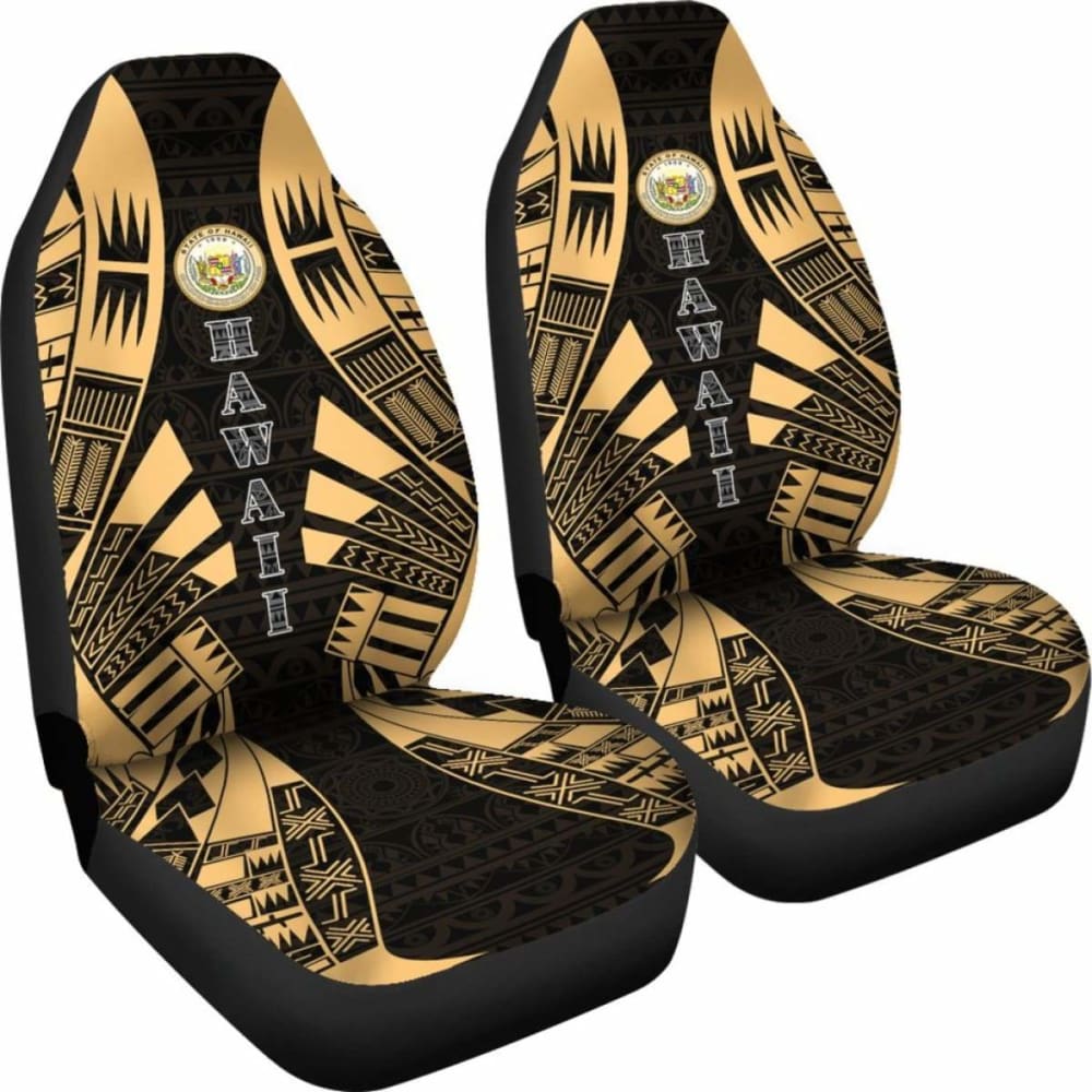 Hawaii Car Seat Covers - Hawaii Seal Polynesian Tattoo Gold - 9 174914 - YourCarButBetter