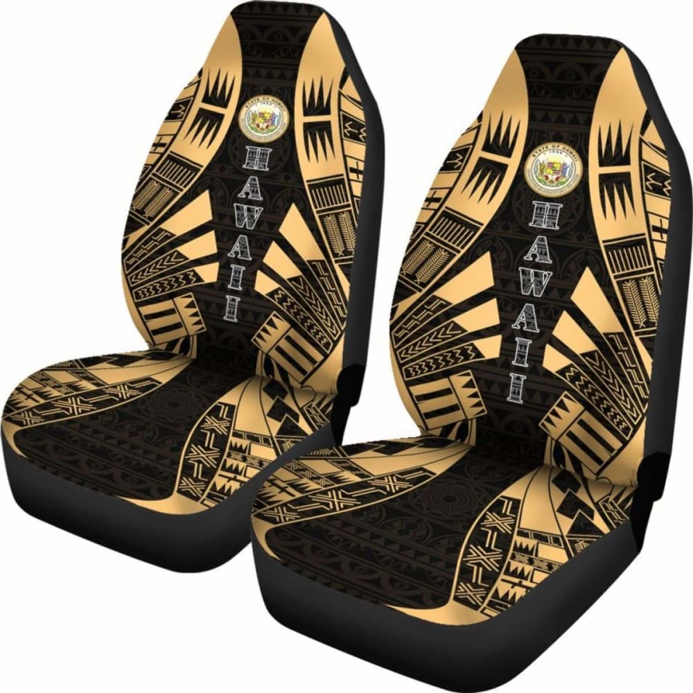 Hawaii Car Seat Covers - Hawaii Seal Polynesian Tattoo Gold - 9 174914 - YourCarButBetter