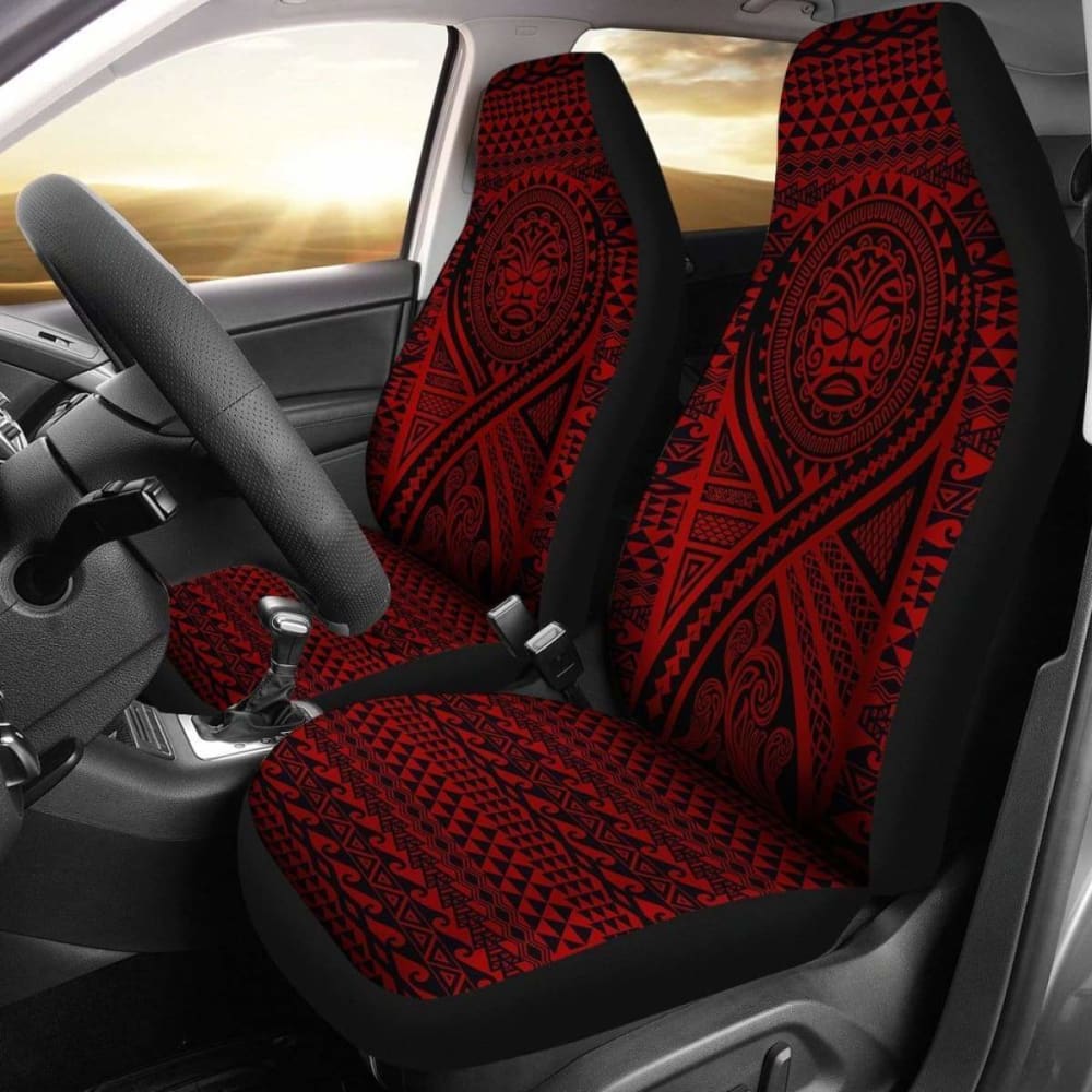 Hawaii Car Seat Covers - Tiki Face Tattoo Red - 105905 - YourCarButBetter