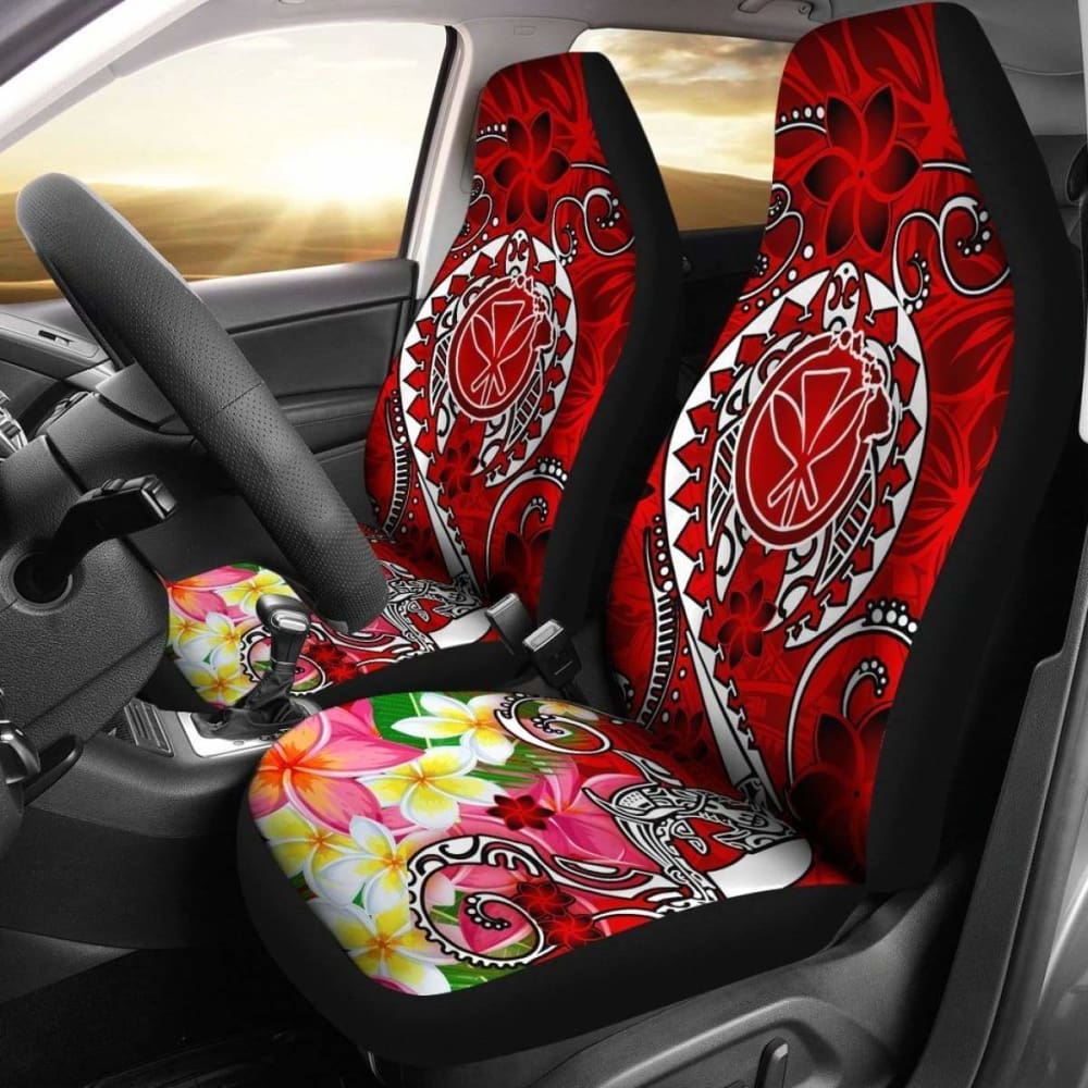 Hawaii Car Seat Covers - Turtle Plumeria Polynesian Tattoo Red Color - 091114 - YourCarButBetter