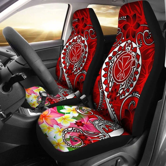 Hawaii Car Seat Covers - Turtle Plumeria Polynesian Tattoo Red Color - 091114 - YourCarButBetter