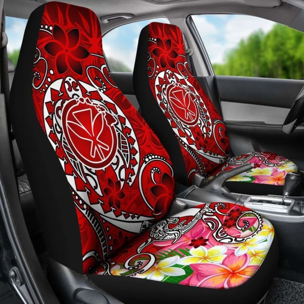 Hawaii Car Seat Covers - Turtle Plumeria Polynesian Tattoo Red Color - 091114 - YourCarButBetter