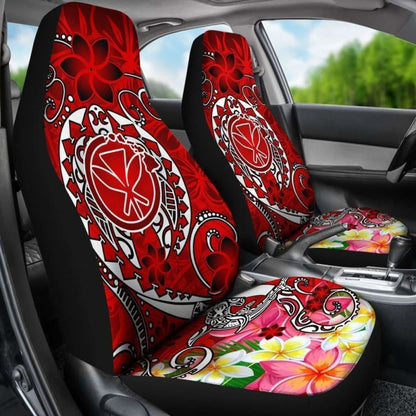 Hawaii Car Seat Covers - Turtle Plumeria Polynesian Tattoo Red Color - 091114 - YourCarButBetter