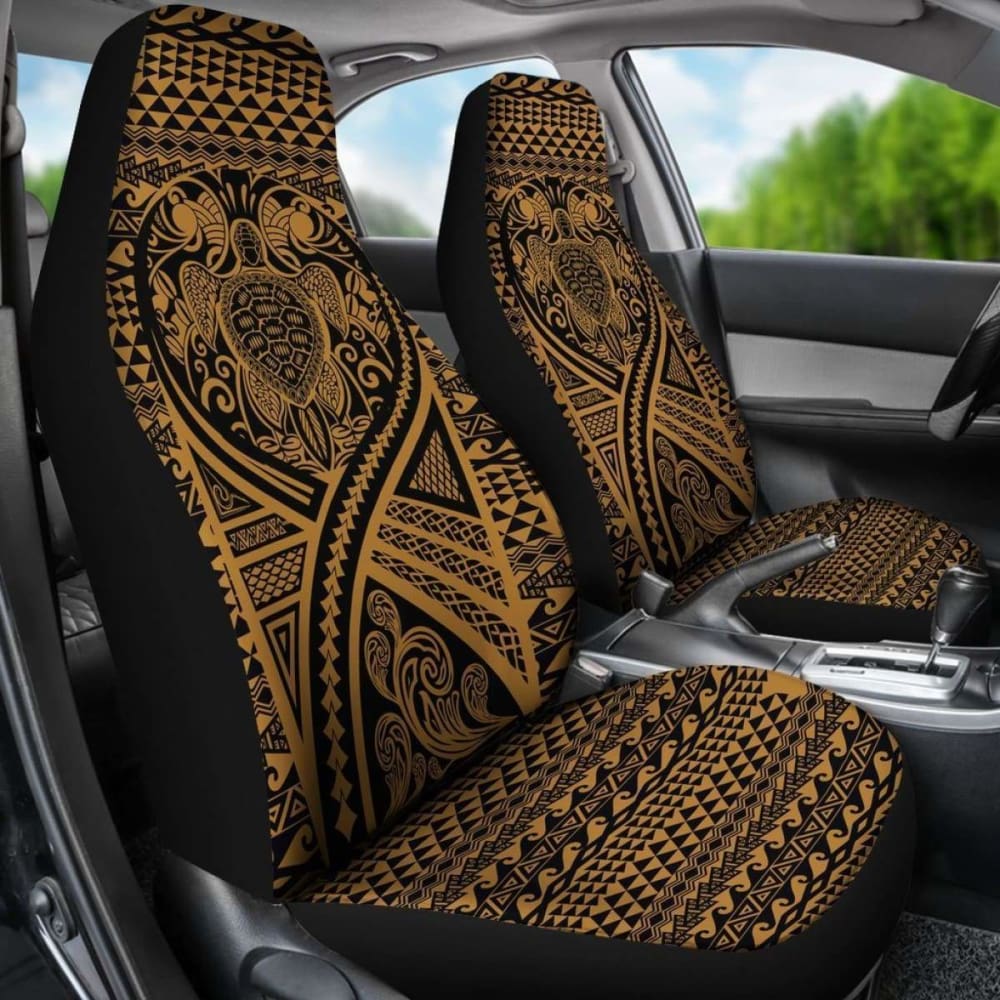 Hawaii Car Seat Covers - Turtle Polynesian Tattoo Gold - 105905 - YourCarButBetter