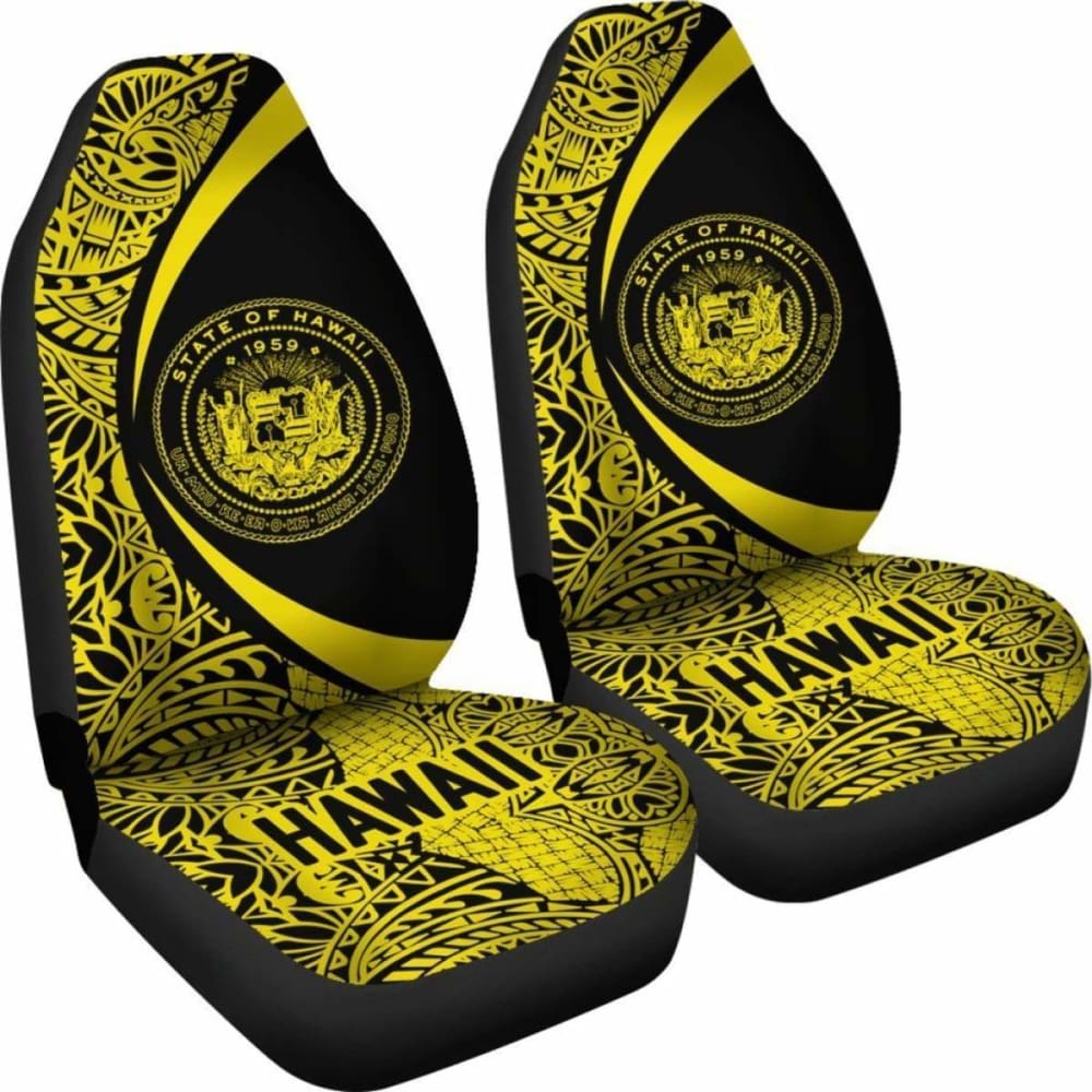 Hawaii Coat Of Arm Polynesian Car Seat Covers - Circle Style 03 Amazing 105905 - YourCarButBetter