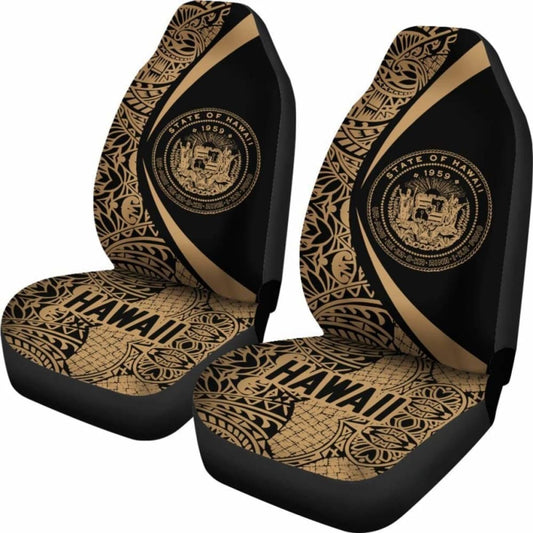 Hawaii Coat Of Arm Polynesian Car Seat Covers - Circle Style 05 Amazing 105905 - YourCarButBetter
