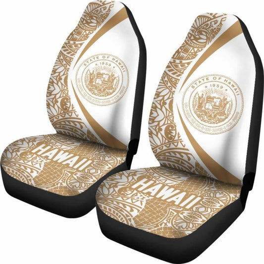 Hawaii Coat Of Arm Polynesian Car Seat Covers - Circle Style 06 Amazing 105905 - YourCarButBetter