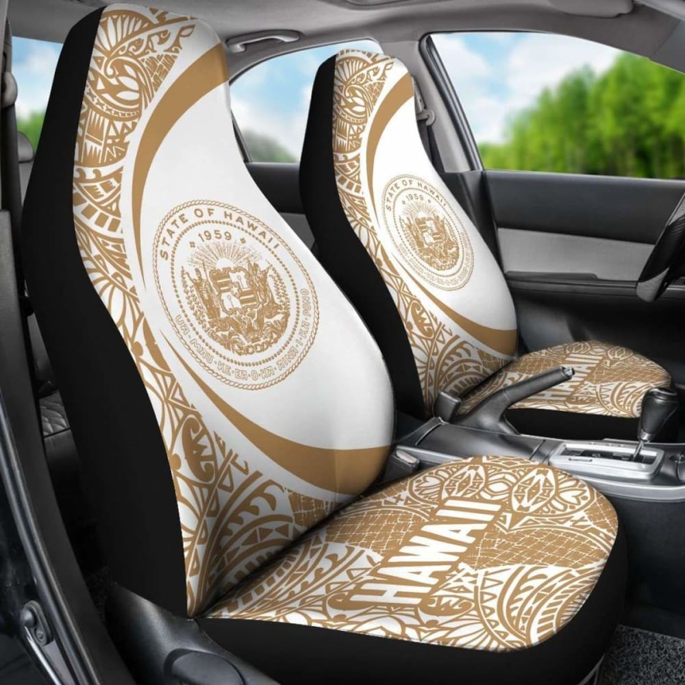 Hawaii Coat Of Arm Polynesian Car Seat Covers - Circle Style 06 Amazing 105905 - YourCarButBetter