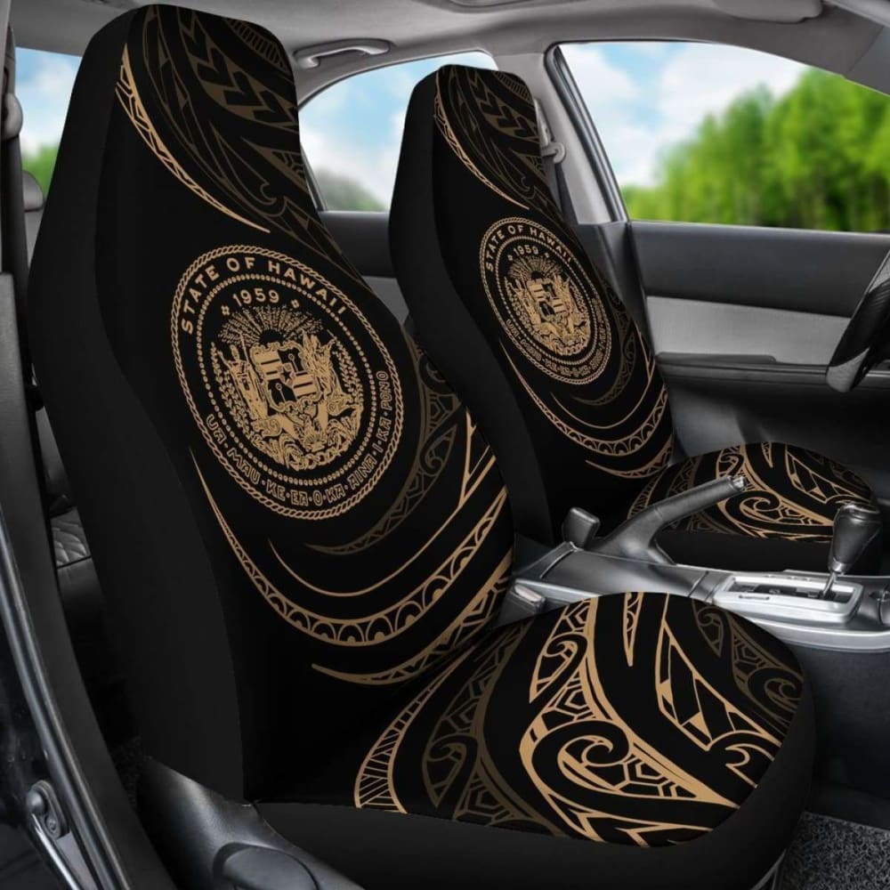 Hawaii Coat Of Arms Car Seat Covers - Gold - Frida Style - Amazing 105905 - YourCarButBetter