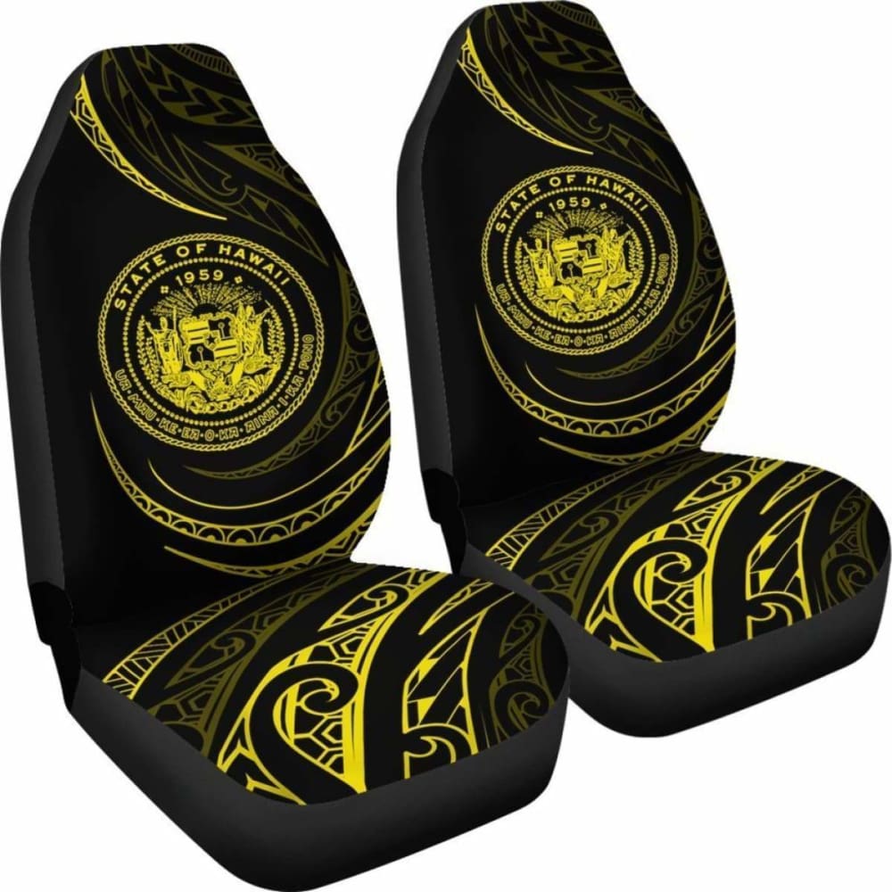 Hawaii Coat Of Arms Car Seat Covers - Yellow - Frida Style - Amazing 105905 - YourCarButBetter