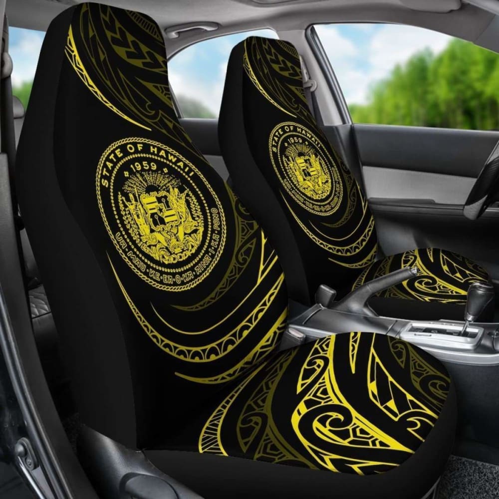 Hawaii Coat Of Arms Car Seat Covers - Yellow - Frida Style - Amazing 105905 - YourCarButBetter