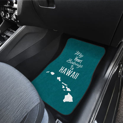 Hawaii Custom Car Accessories My Heart Belongs To Hawaii Car Floor Mats 210201 - YourCarButBetter