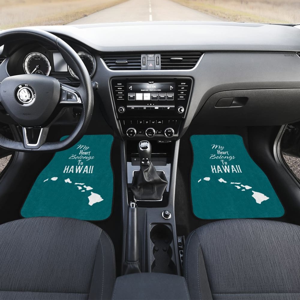 Hawaii Custom Car Accessories My Heart Belongs To Hawaii Car Floor Mats 210201 - YourCarButBetter