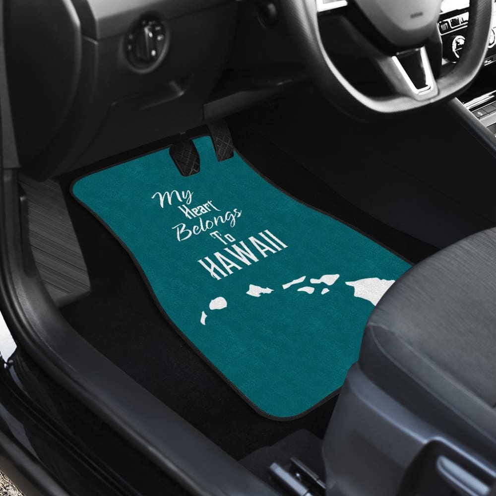 Hawaii Custom Car Accessories My Heart Belongs To Hawaii Car Floor Mats 210201 - YourCarButBetter
