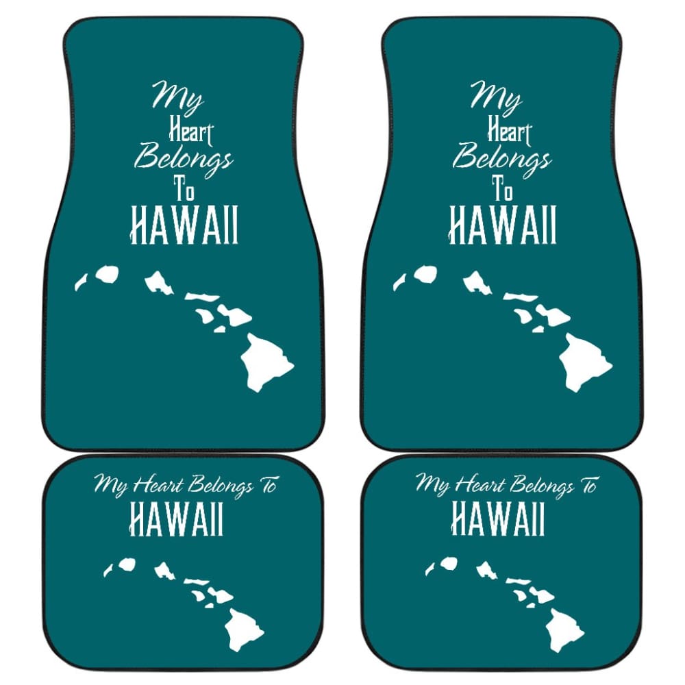 Hawaii Custom Car Accessories My Heart Belongs To Hawaii Car Floor Mats 210201 - YourCarButBetter