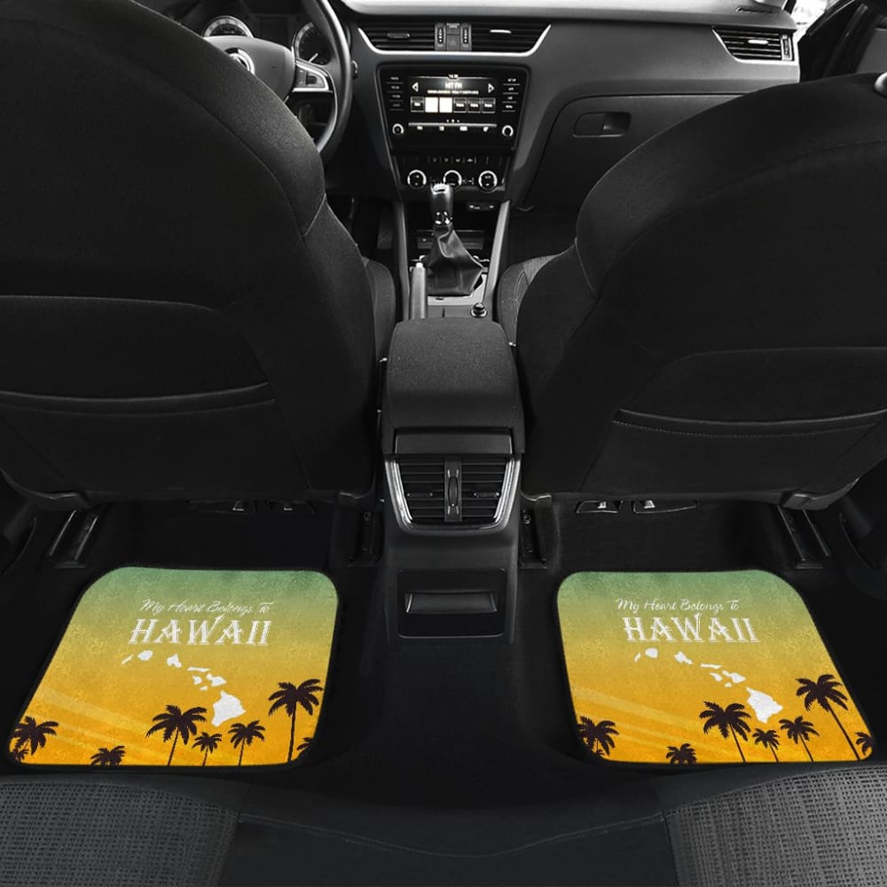 Hawaii Custom Car Decoration My Heart Belongs To Hawaii Car Floor Mats 210201 - YourCarButBetter
