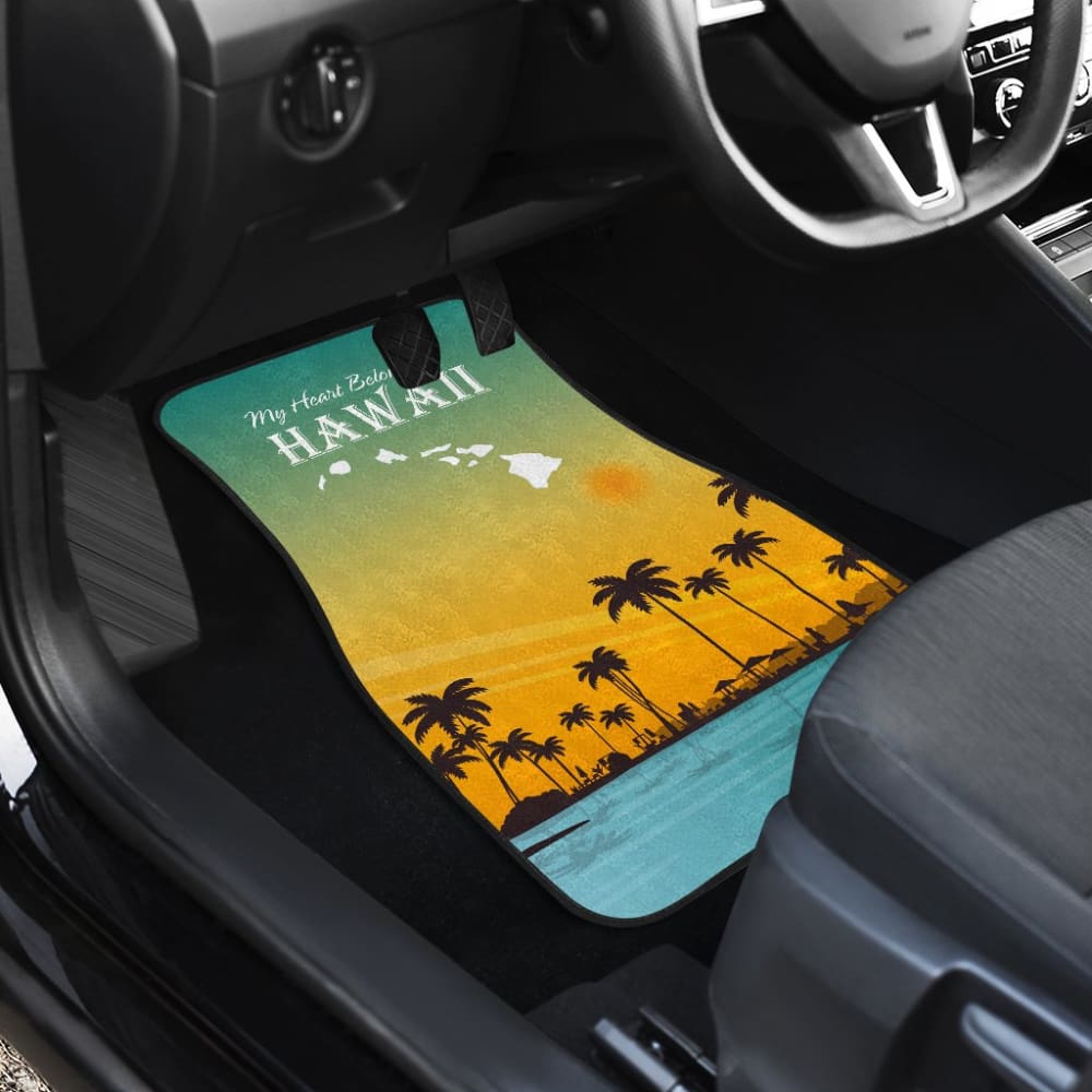 Hawaii Custom Car Decoration My Heart Belongs To Hawaii Car Floor Mats 210201 - YourCarButBetter