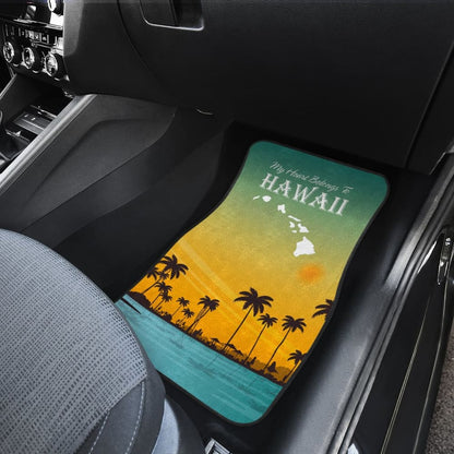 Hawaii Custom Car Decoration My Heart Belongs To Hawaii Car Floor Mats 210201 - YourCarButBetter