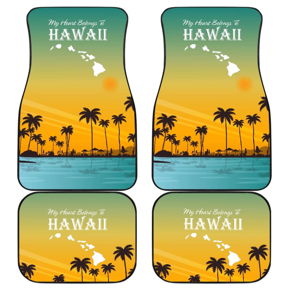 Hawaii Custom Car Decoration My Heart Belongs To Hawaii Car Floor Mats 210201 - YourCarButBetter