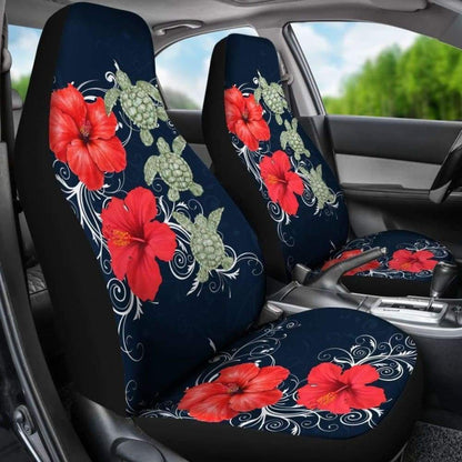 Hawaii Deep Blue Hibiscus Turtle Car Seat Covers - 091114 - YourCarButBetter