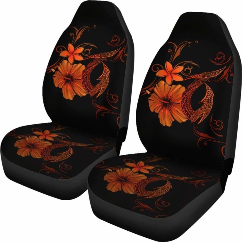 Hawaii Fish Hook Hibiscus Poly 0Range Car Seat Covers - 232125 - YourCarButBetter
