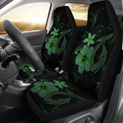 Hawaii Fish Hook Hibiscus Poly Green Car Seat Covers - 232125 - YourCarButBetter