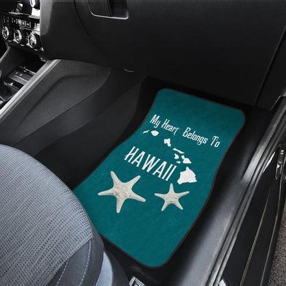 Hawaii Gift Ideas My Heart Belongs To Hawaii Car Floor Mats 210201 - YourCarButBetter