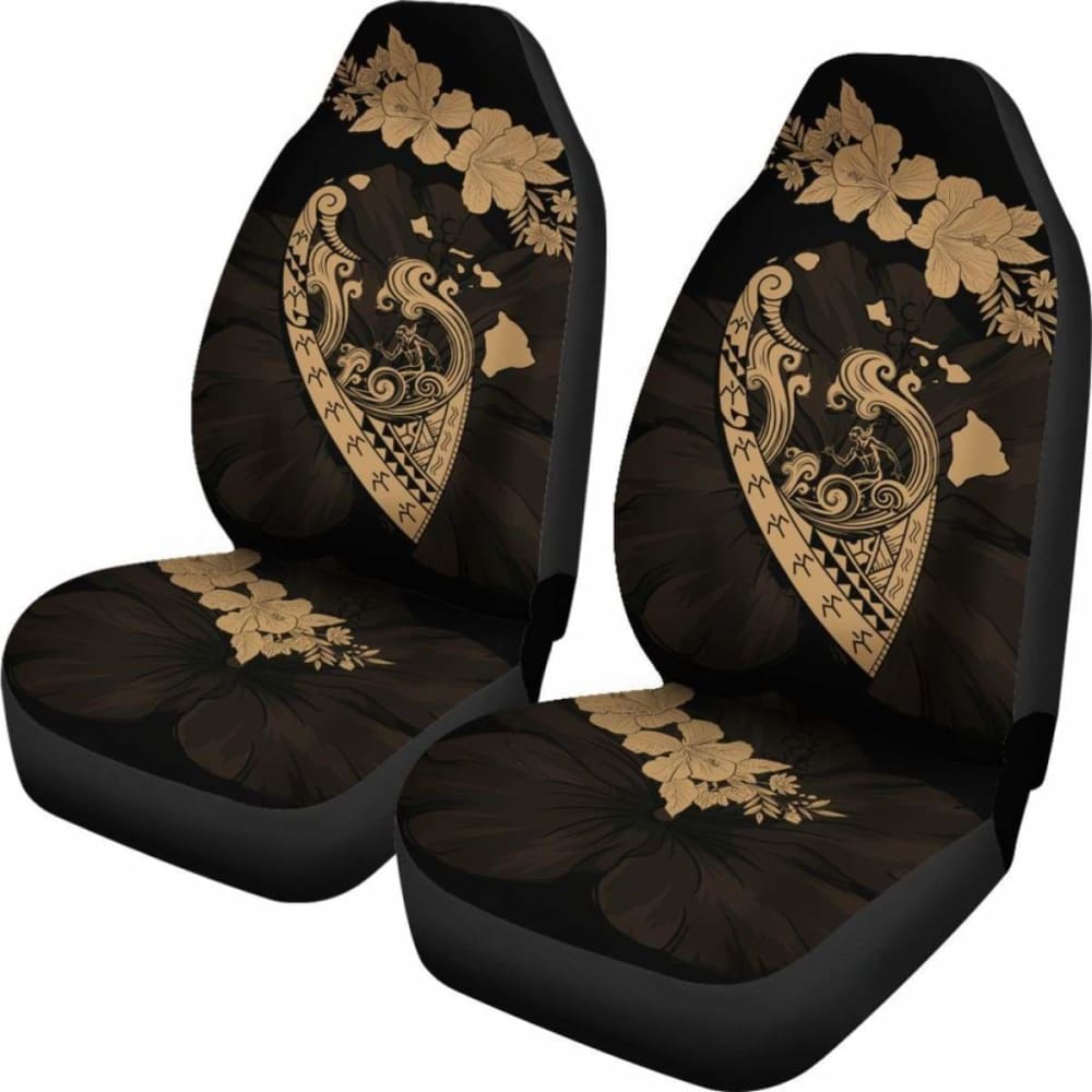 Hawaii Hibiscus Banzai Surfing Car Seat Cover Gold - 232125 - YourCarButBetter