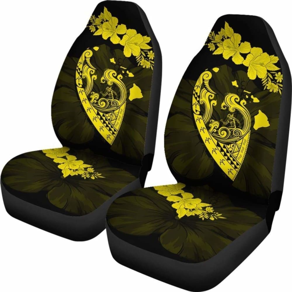 Hawaii Hibiscus Banzai Surfing Car Seat Cover Yellow - 232125 - YourCarButBetter