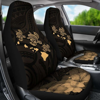 Hawaii Hibiscus Map Polynesian Ancient Blue Gold Car Set Covers - 232125 - YourCarButBetter