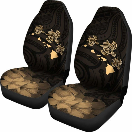 Hawaii Hibiscus Map Polynesian Ancient Blue Gold Car Set Covers - 232125 - YourCarButBetter