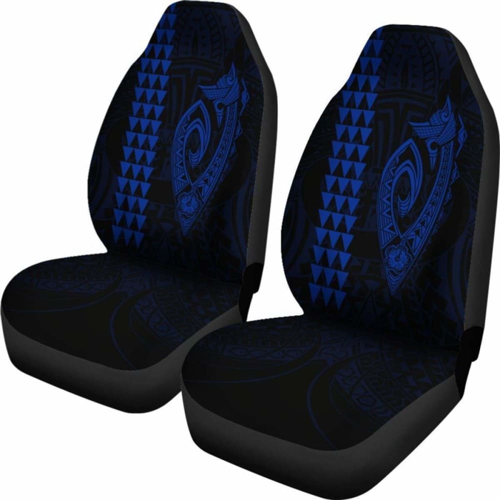Hawaii Kakau Makau Fish Hook Polynesian Car Seat Covers - Blue 105905 - YourCarButBetter