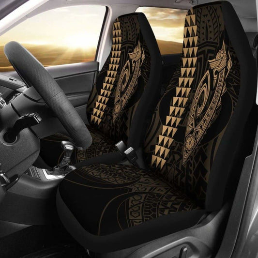 Hawaii Kakau Makau Fish Hook Polynesian Car Seat Covers - Gold 105905 - YourCarButBetter