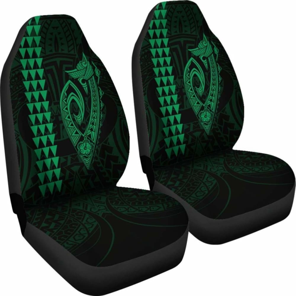 Hawaii Kakau Makau Fish Hook Polynesian Car Seat Covers - Green 105905 - YourCarButBetter