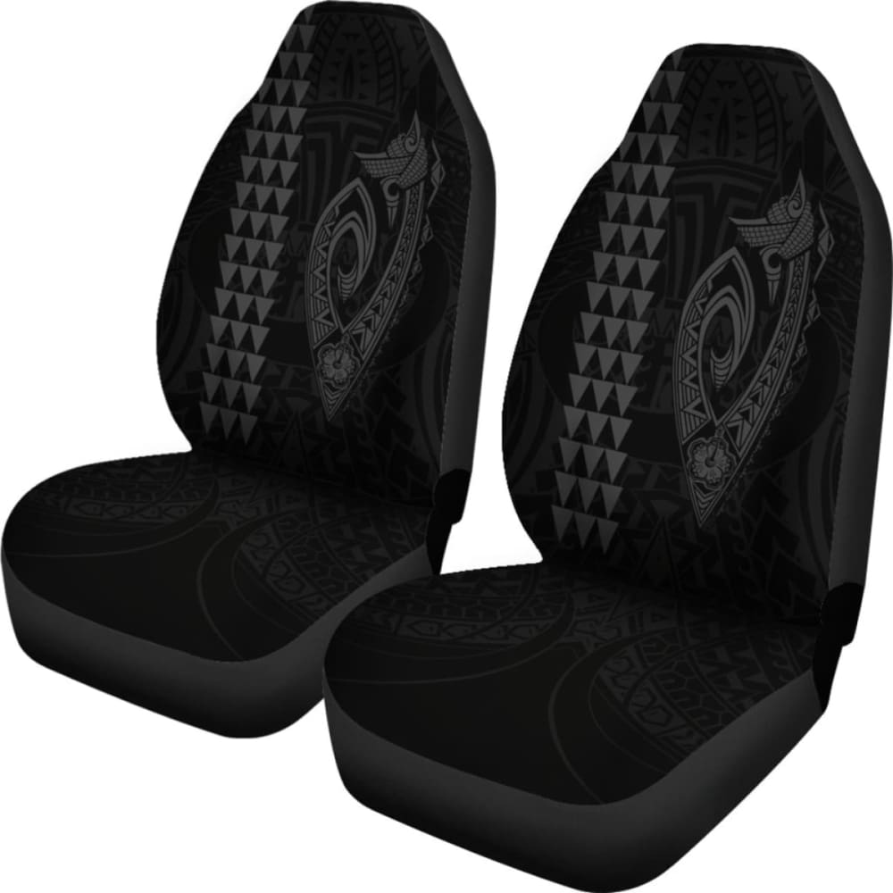 Hawaii Kakau Makau Fish Hook Polynesian Car Seat Covers - Grey 105905 - YourCarButBetter