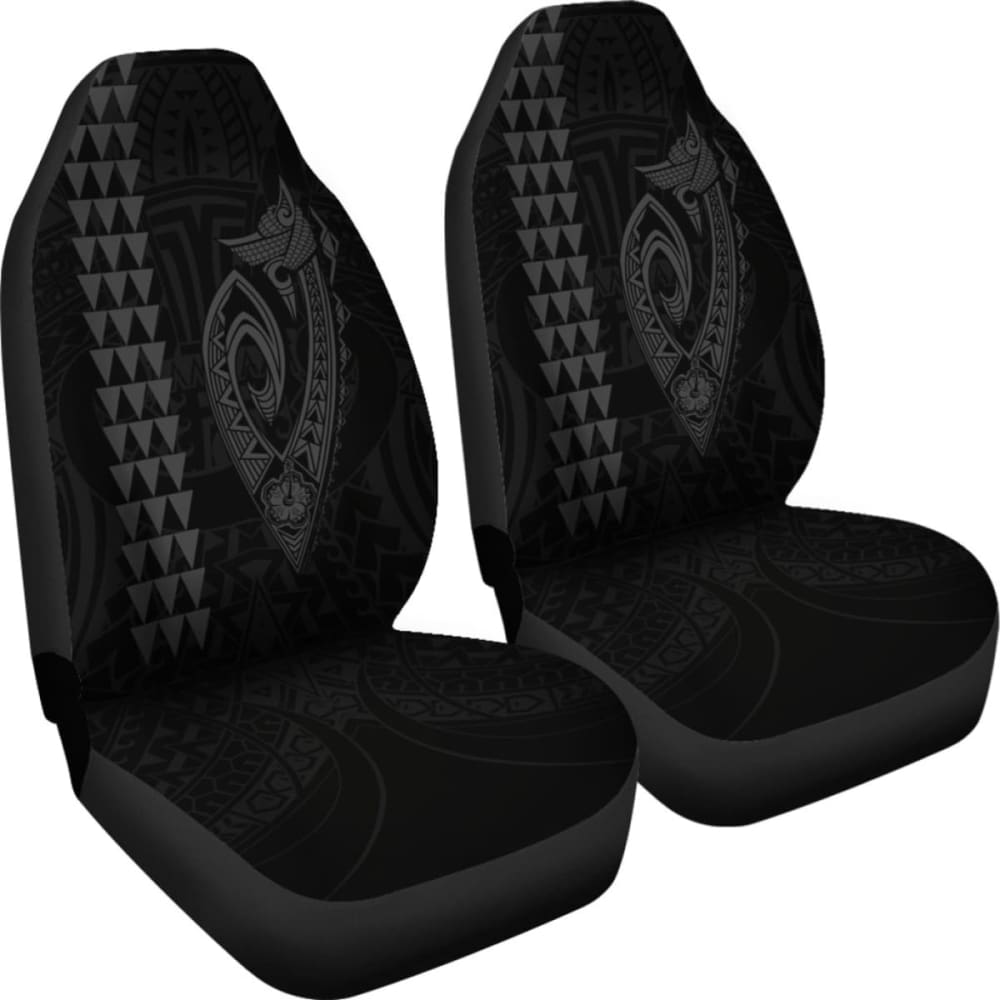 Hawaii Kakau Makau Fish Hook Polynesian Car Seat Covers - Grey 105905 - YourCarButBetter